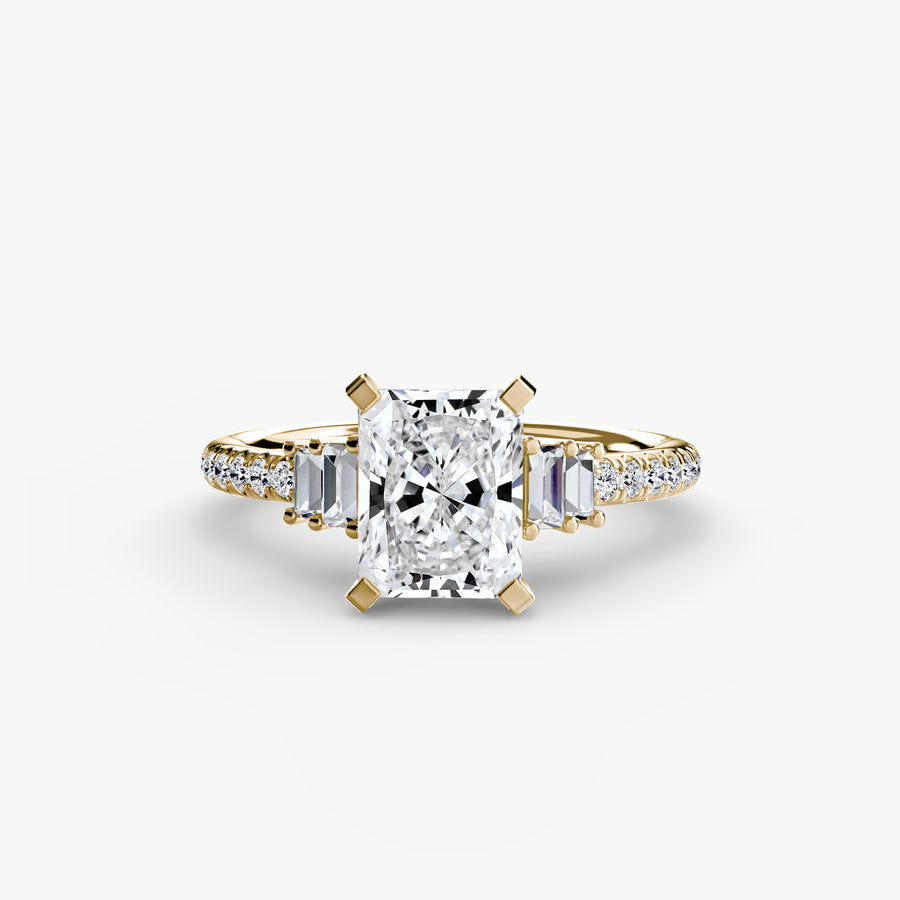14K Yellow Gold / Radiant Solitaire with Pavé 4