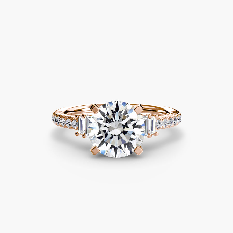 14K Rose Gold / Round Solitaire with Pavé 4