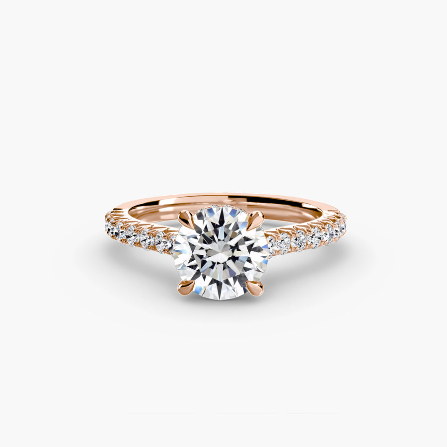 14K Rose Gold / Round Solitaire with Pavé 5
