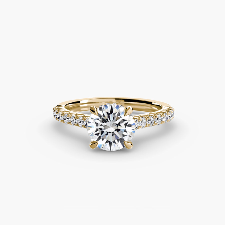 14K Yellow Gold / Round Solitaire with Pavé 5