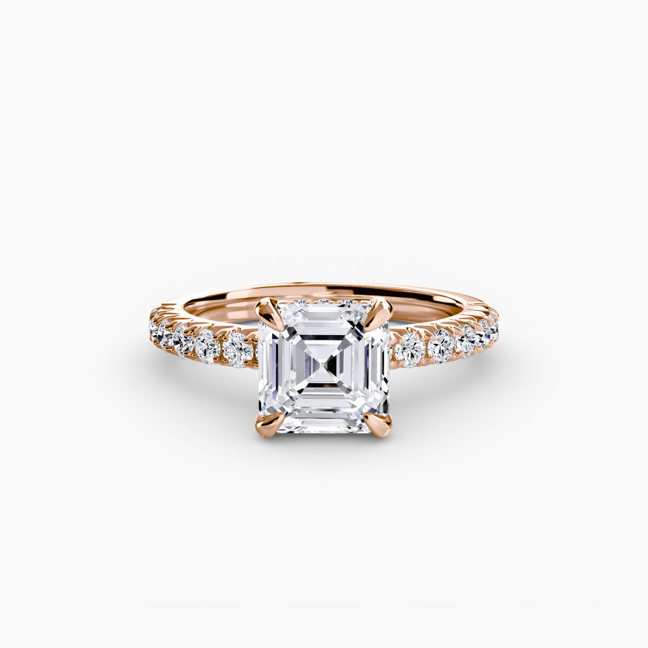 14K Rose Gold / Asscher Solitaire with Pavé 6