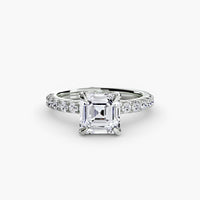Thumbnail for 14K White Gold / Asscher Solitaire with Pavé 6
