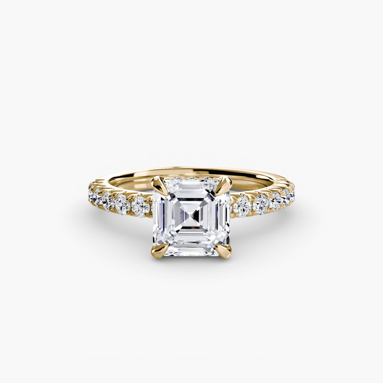 14K Yellow Gold / Asscher Solitaire with Pavé 6