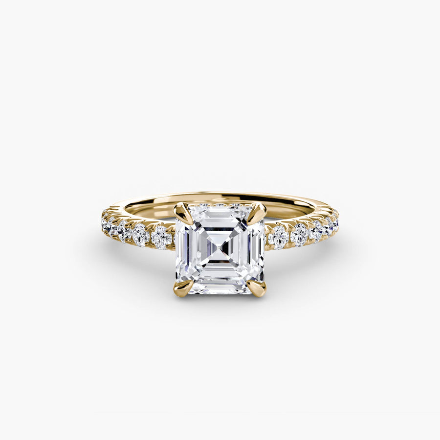14K Yellow Gold / Asscher Solitaire with Pavé 6