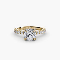 Thumbnail for 14K Yellow Gold / Cushion Solitaire with Pavé 6