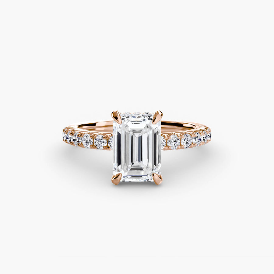 14K Rose Gold / Emerald Solitaire with Pavé 6