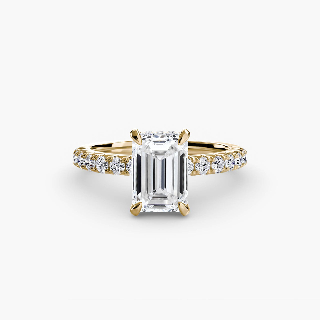 14K Yellow Gold / Emerald Solitaire with Pavé 6