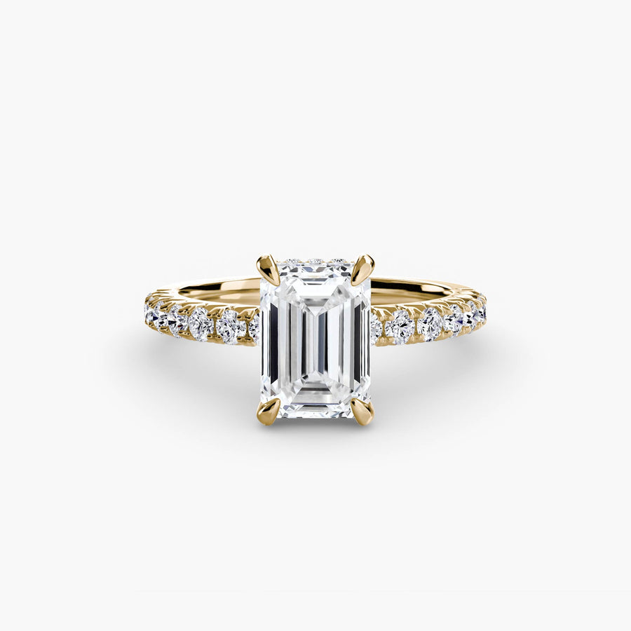14K Yellow Gold / Emerald Solitaire with Pavé 6