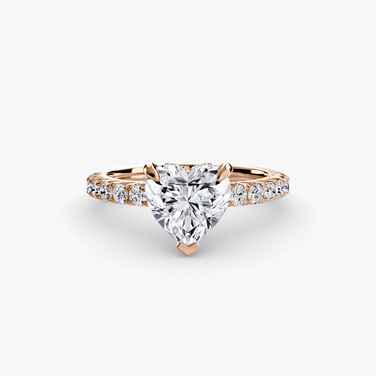 14K Rose Gold / Heart Solitaire with Pavé 6