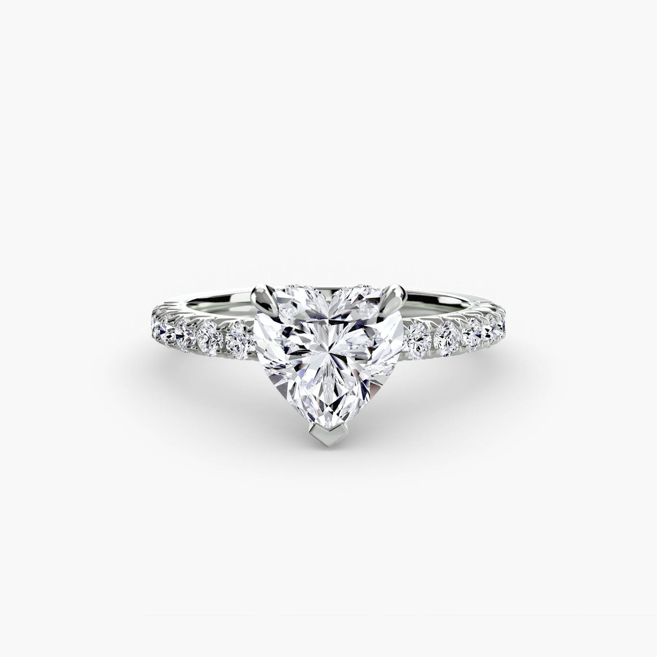 14K White Gold / Heart Solitaire with Pavé 6