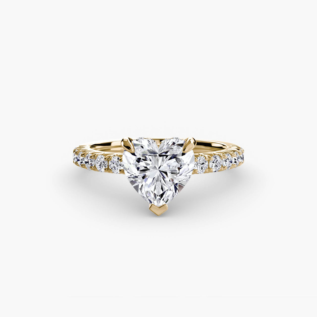 14K Yellow Gold / Heart Solitaire with Pavé 6