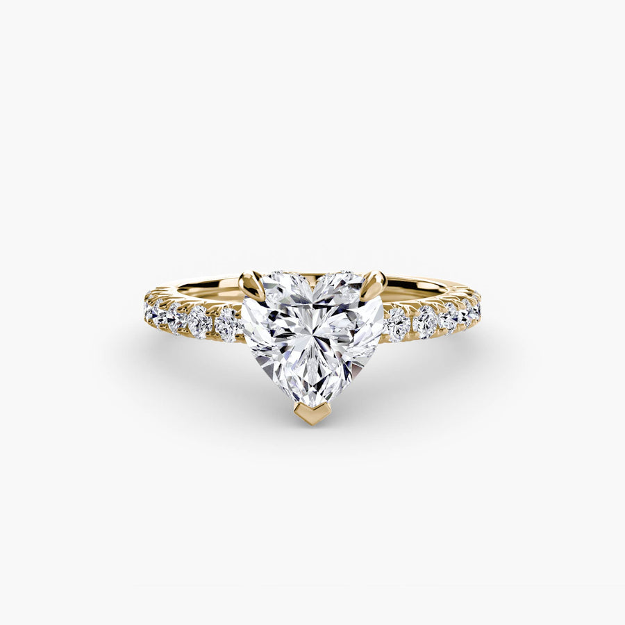 14K Yellow Gold / Heart Solitaire with Pavé 6