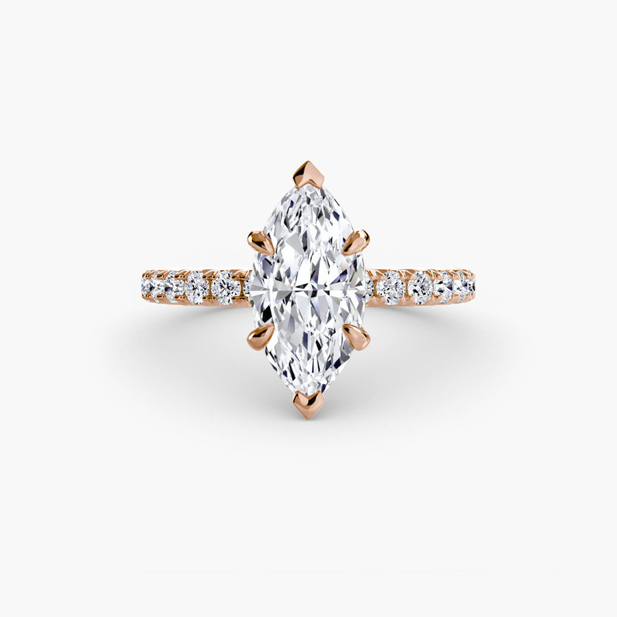 14K Rose Gold / Marquise Solitaire with Pavé 6