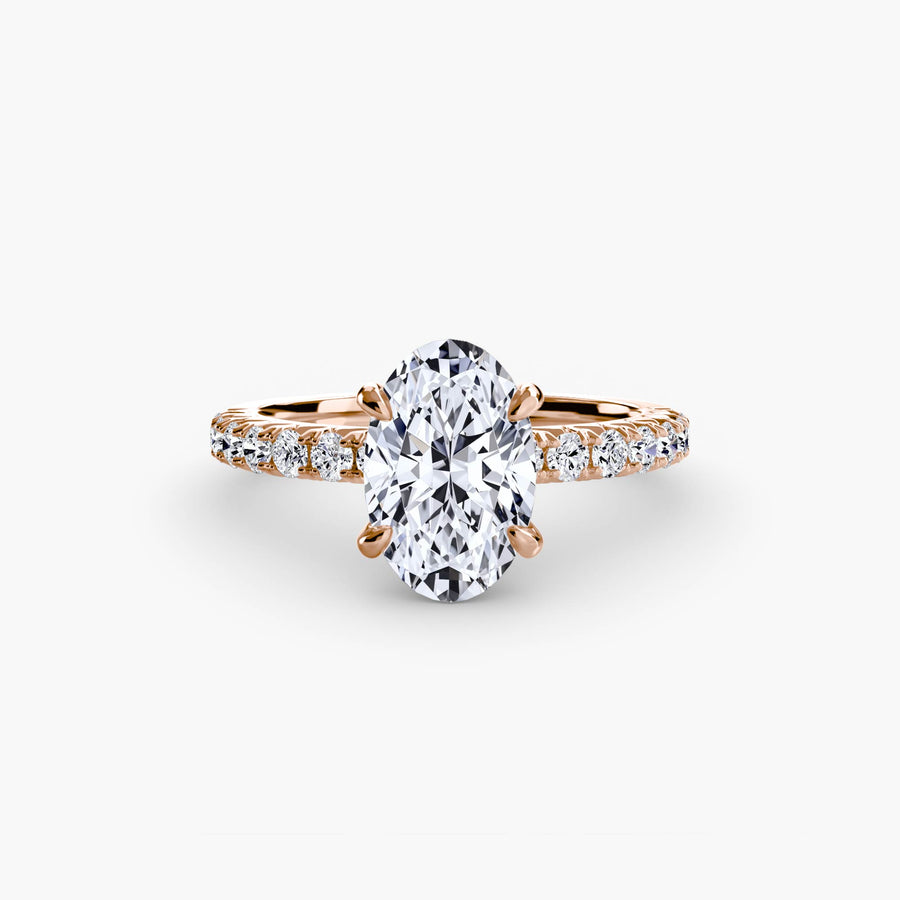 14K Rose Gold / Oval Solitaire with Pavé 6
