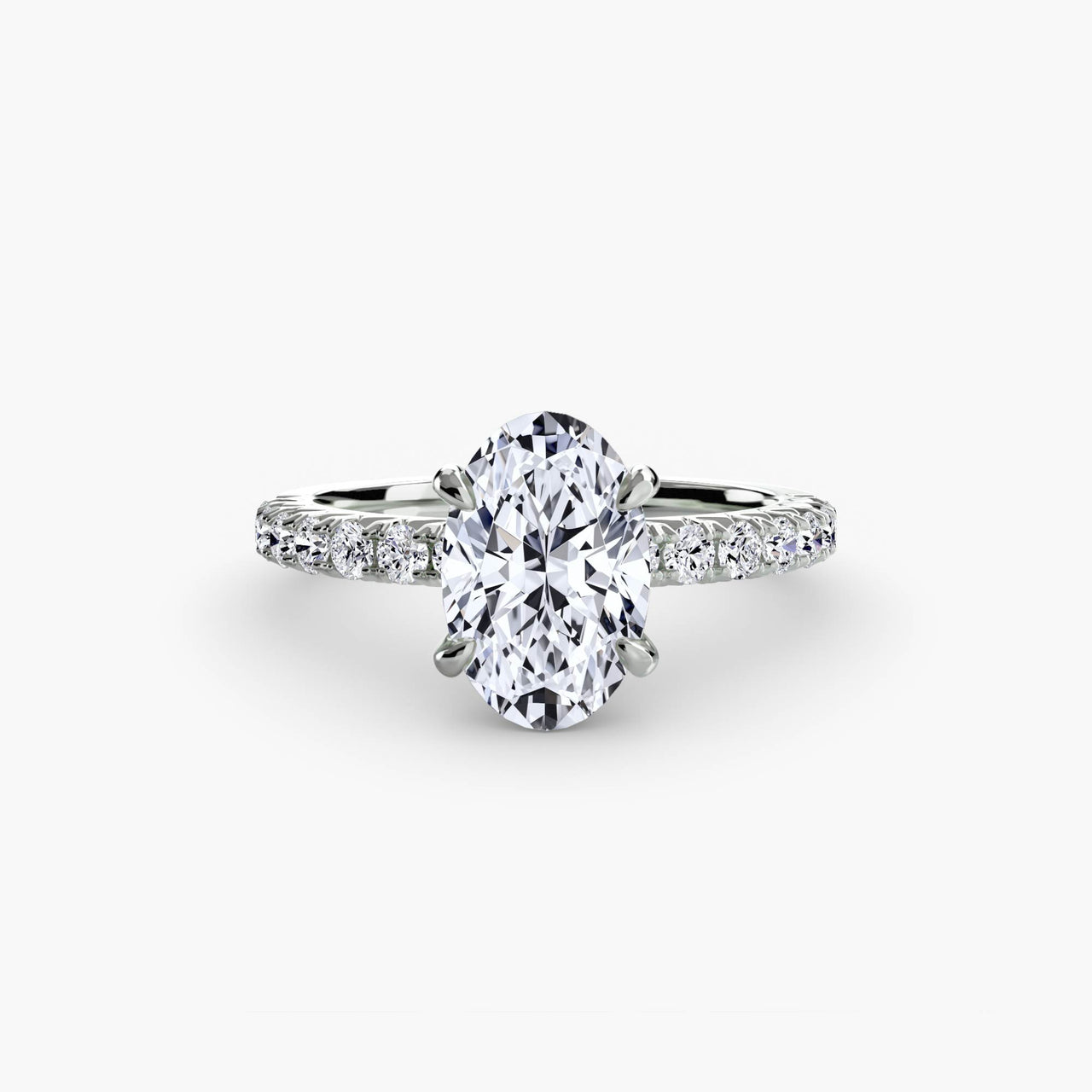 14K White Gold / Oval Solitaire with Pavé 6