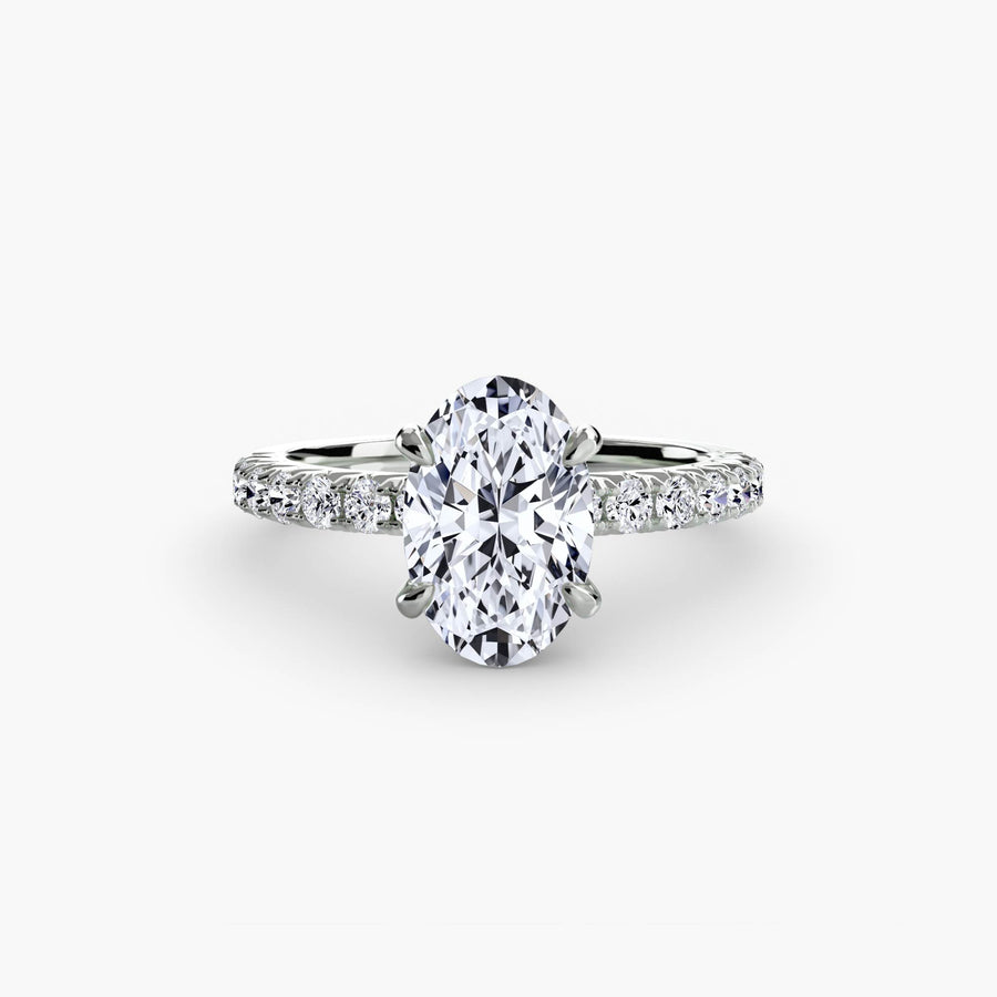 14K White Gold / Oval Solitaire with Pavé 6