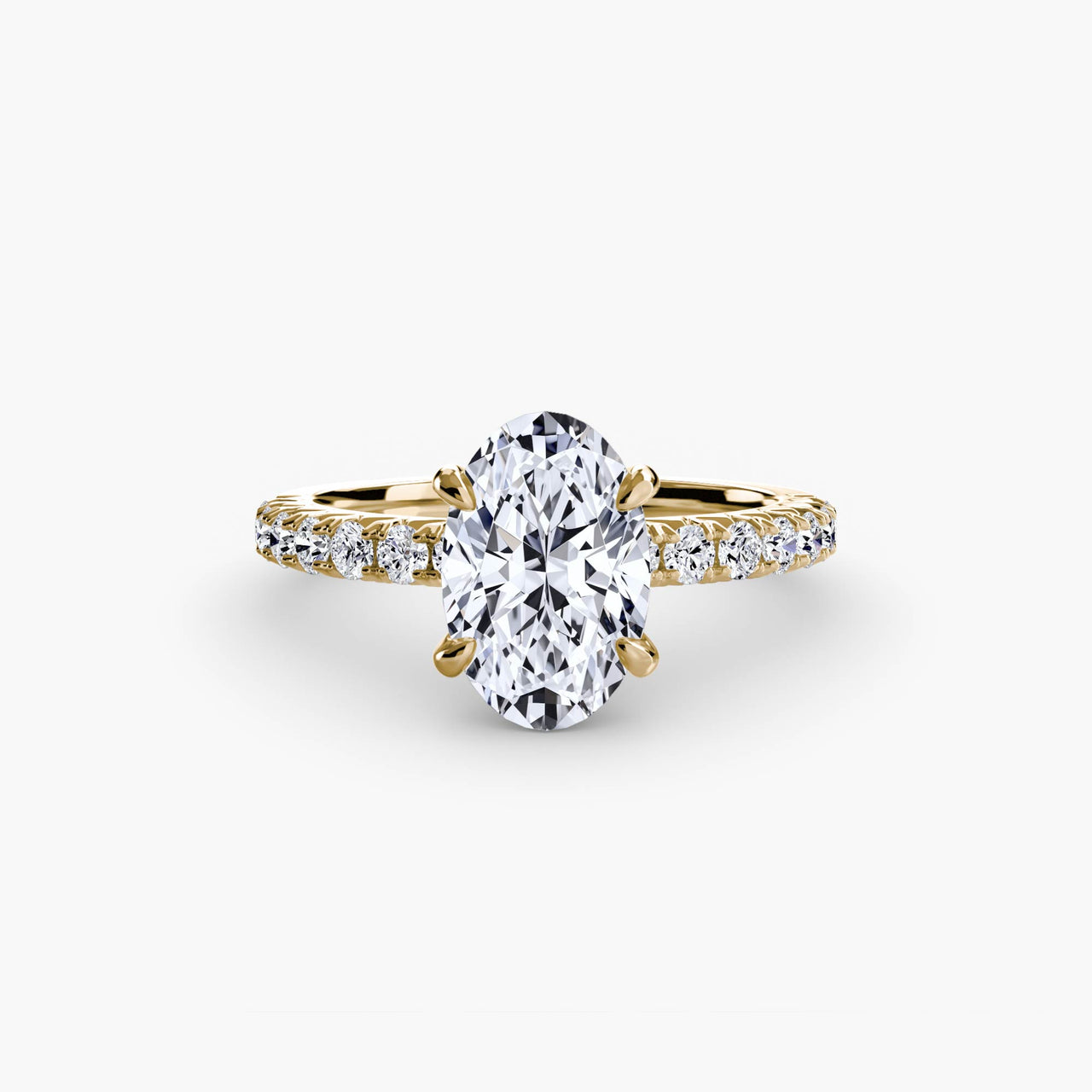14K Yellow Gold / Oval Solitaire with Pavé 6