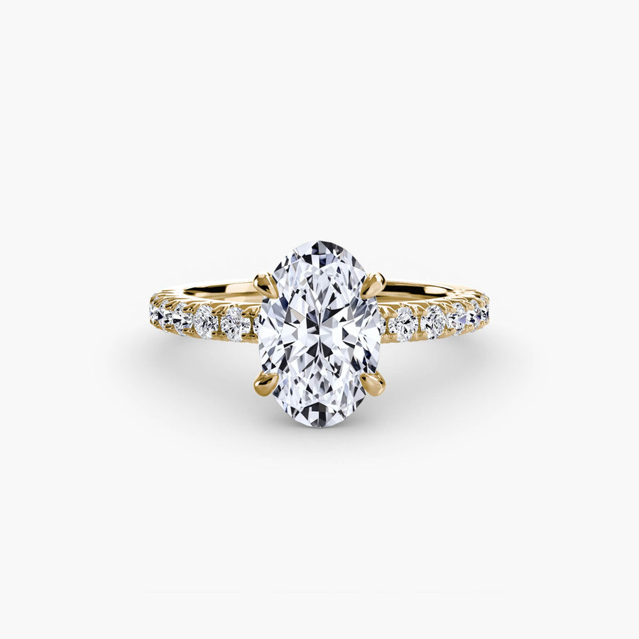 14K Yellow Gold / Oval Solitaire with Pavé 6