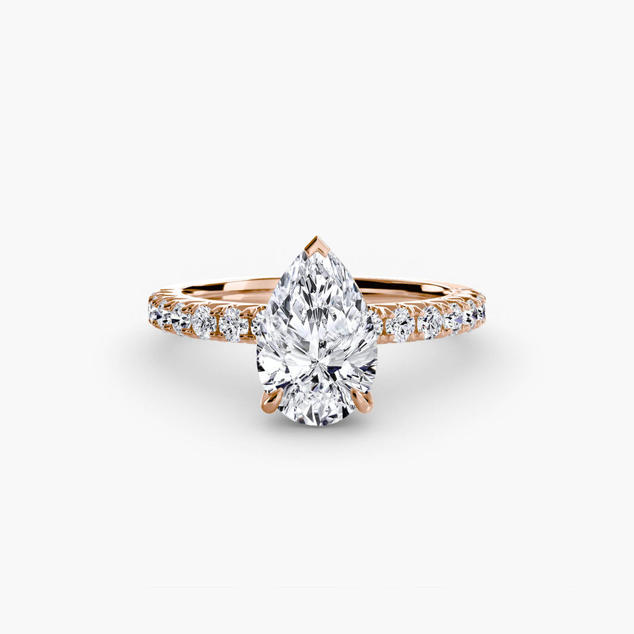 14K Rose Gold / Pear Solitaire with Pavé 6