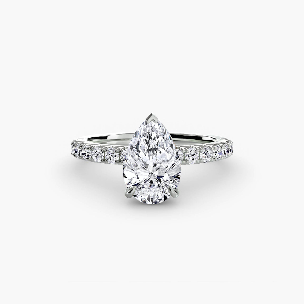 14K White Gold / Pear Solitaire with Pavé 6