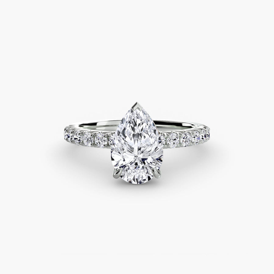 14K White Gold / Pear Solitaire with Pavé 6