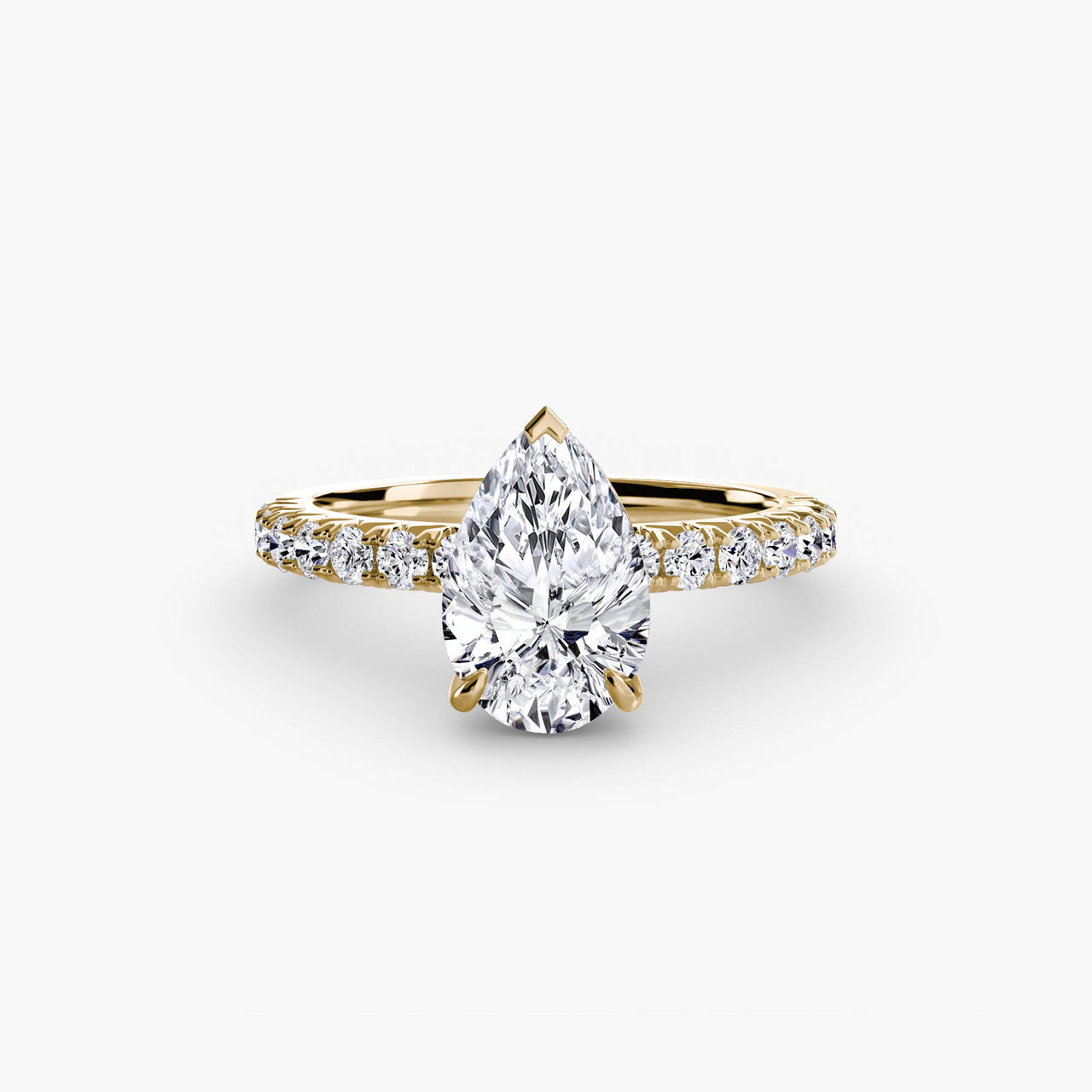 14K Yellow Gold / Pear Solitaire with Pavé 6