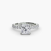 Thumbnail for 14K White Gold / Princess Solitaire with Pavé 6