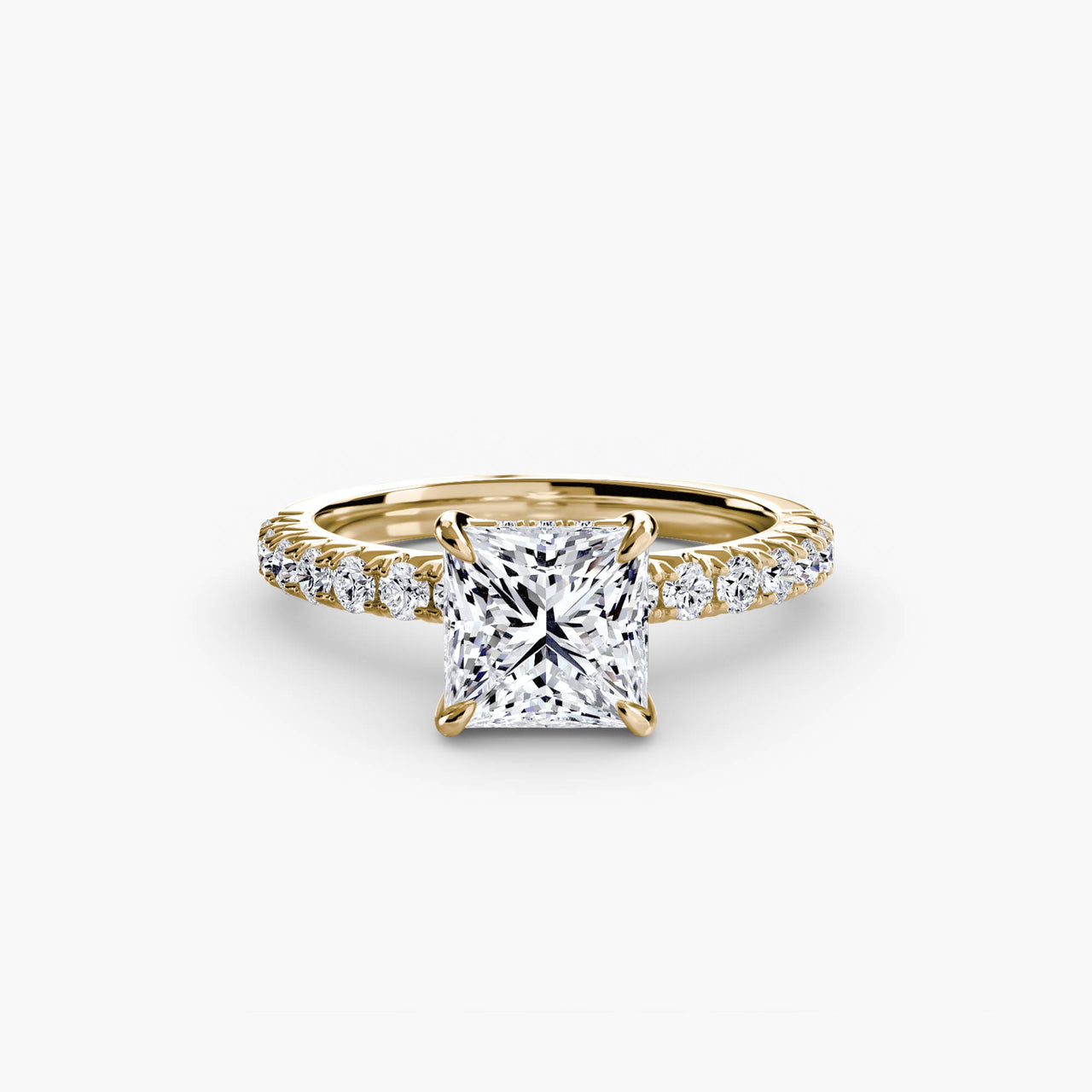 14K Yellow Gold / Princess Solitaire with Pavé 6