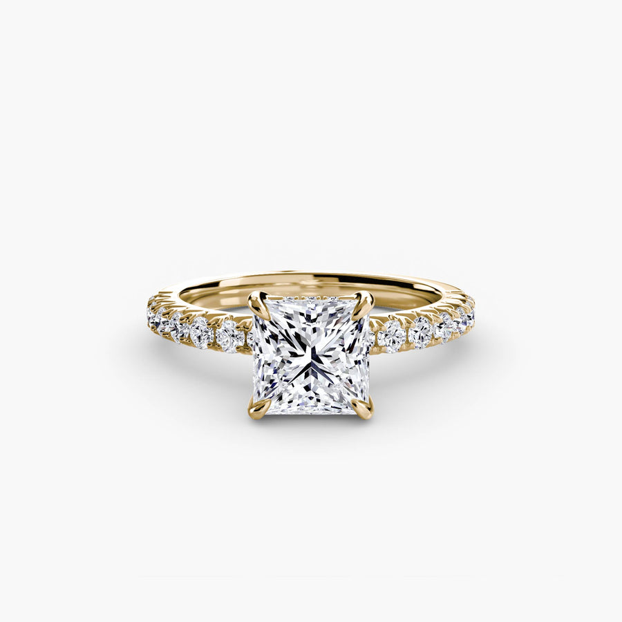 14K Yellow Gold / Princess Solitaire with Pavé 6