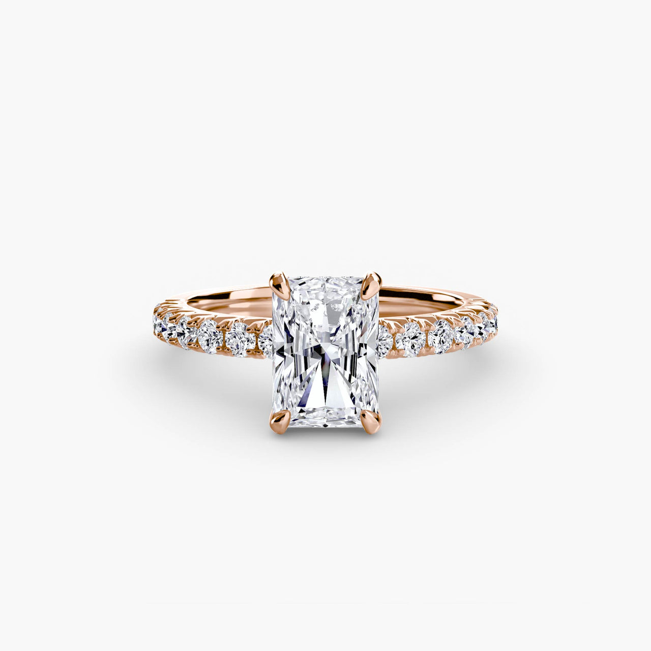 14K Rose Gold / Radiant Solitaire with Pavé 6