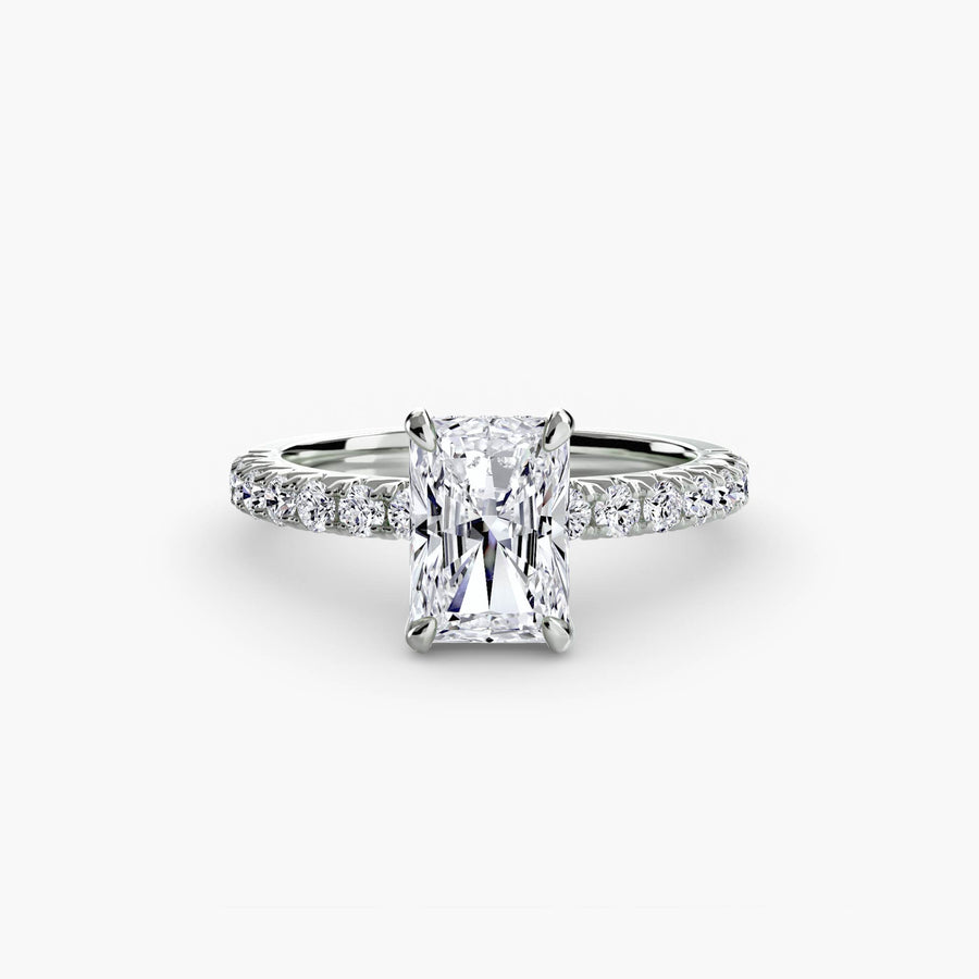 14K White Gold / Radiant Solitaire with Pavé 6