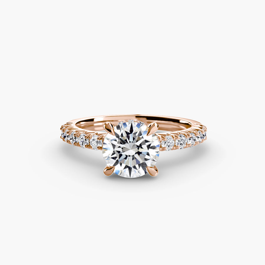 14K Rose Gold / Round Solitaire with Pavé 6