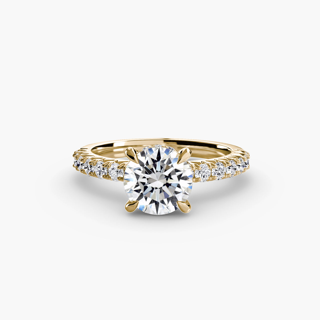 14K Yellow Gold / Round Solitaire with Pavé 6
