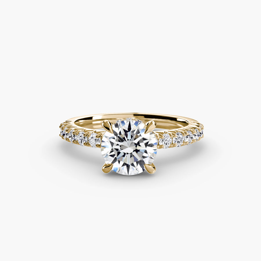 14K Yellow Gold / Round Solitaire with Pavé 6