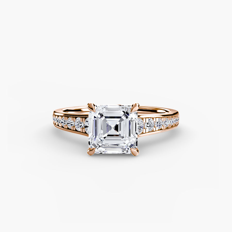 14K Rose Gold / Asscher Solitaire with Pavé 7