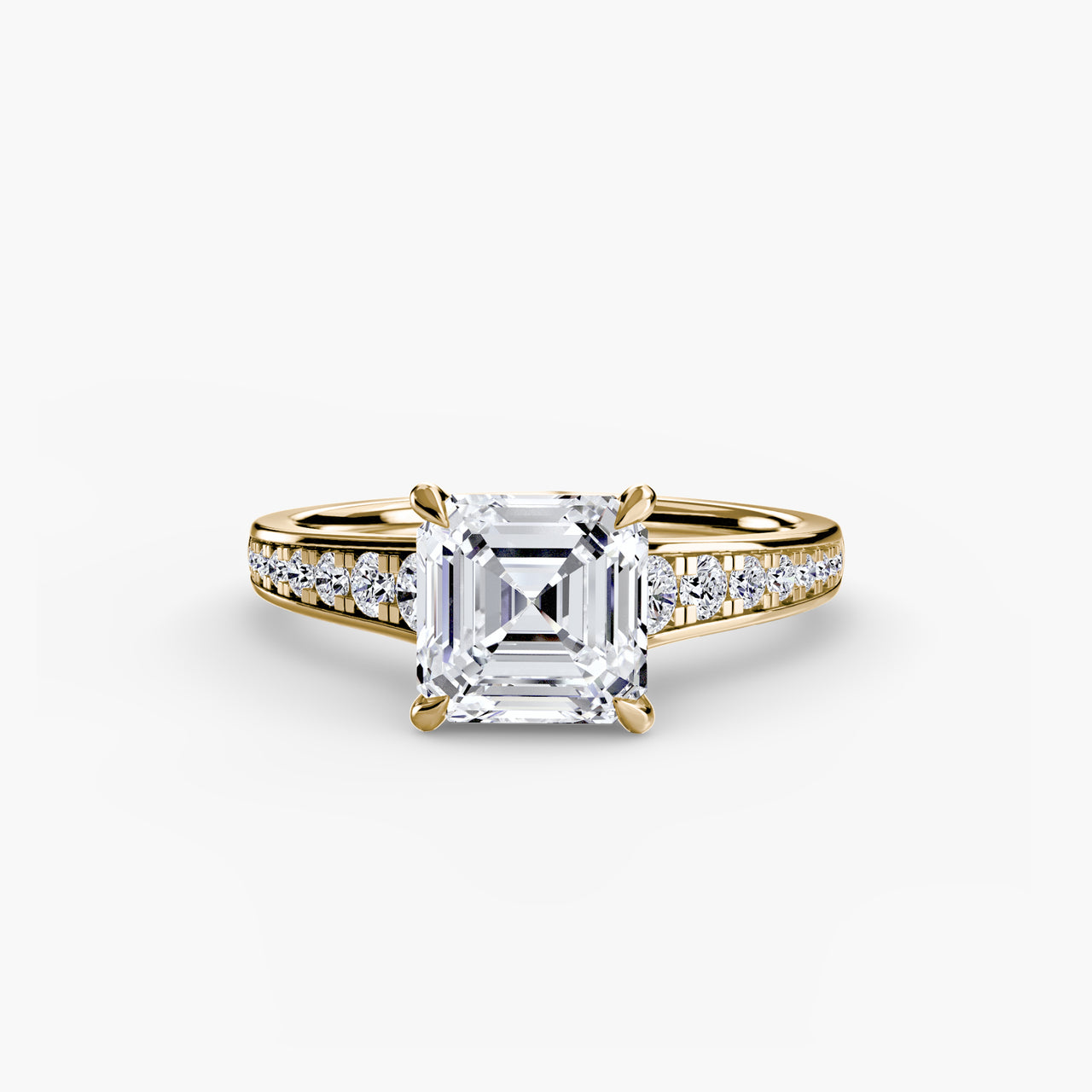 14K Yellow Gold / Asscher Solitaire with Pavé 7