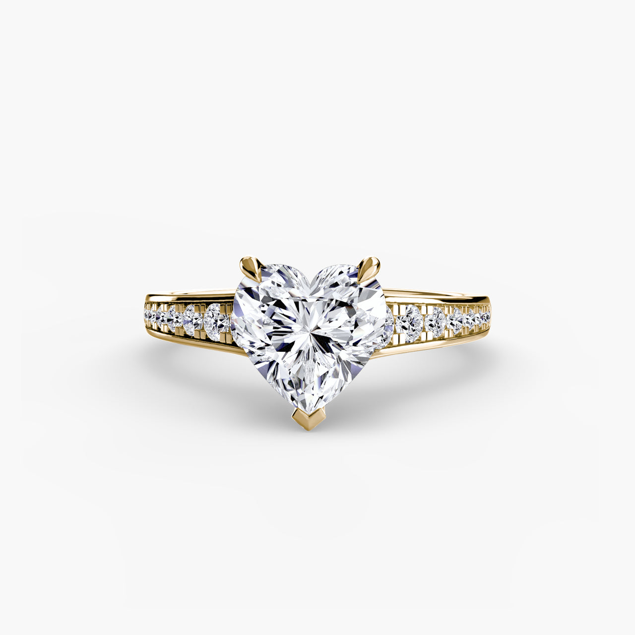 14K Yellow Gold / Heart Solitaire with Pavé 7