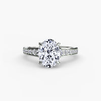 Thumbnail for 14K White Gold / Oval Solitaire with Pavé 7