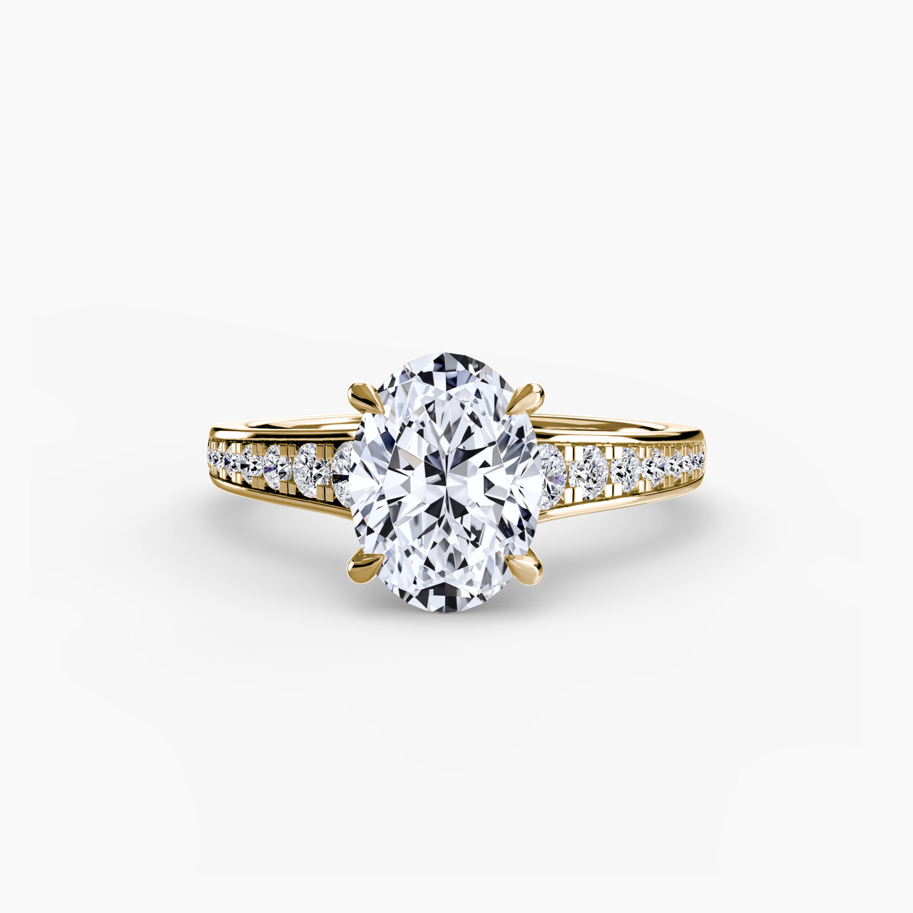 14K Yellow Gold / Oval Solitaire with Pavé 7