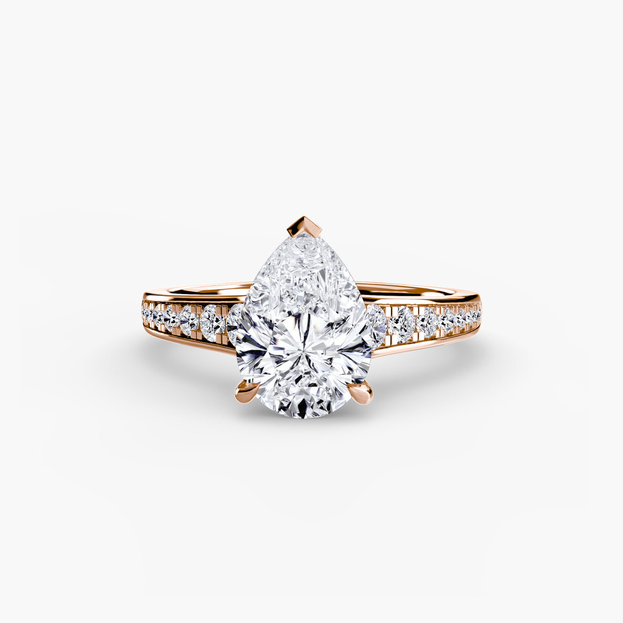 14K Rose Gold / Pear Solitaire with Pavé 7