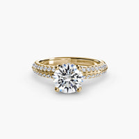 Thumbnail for 14K Yellow Gold / Round Solitaire with Pavé