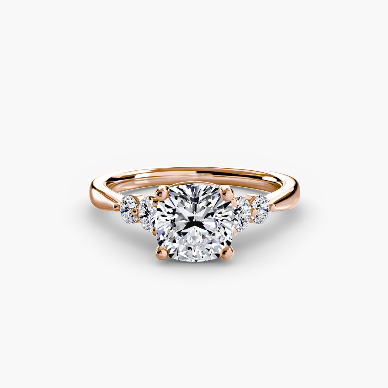 14K Rose Gold / Cushion Solitaire with Shoulder Accents 2