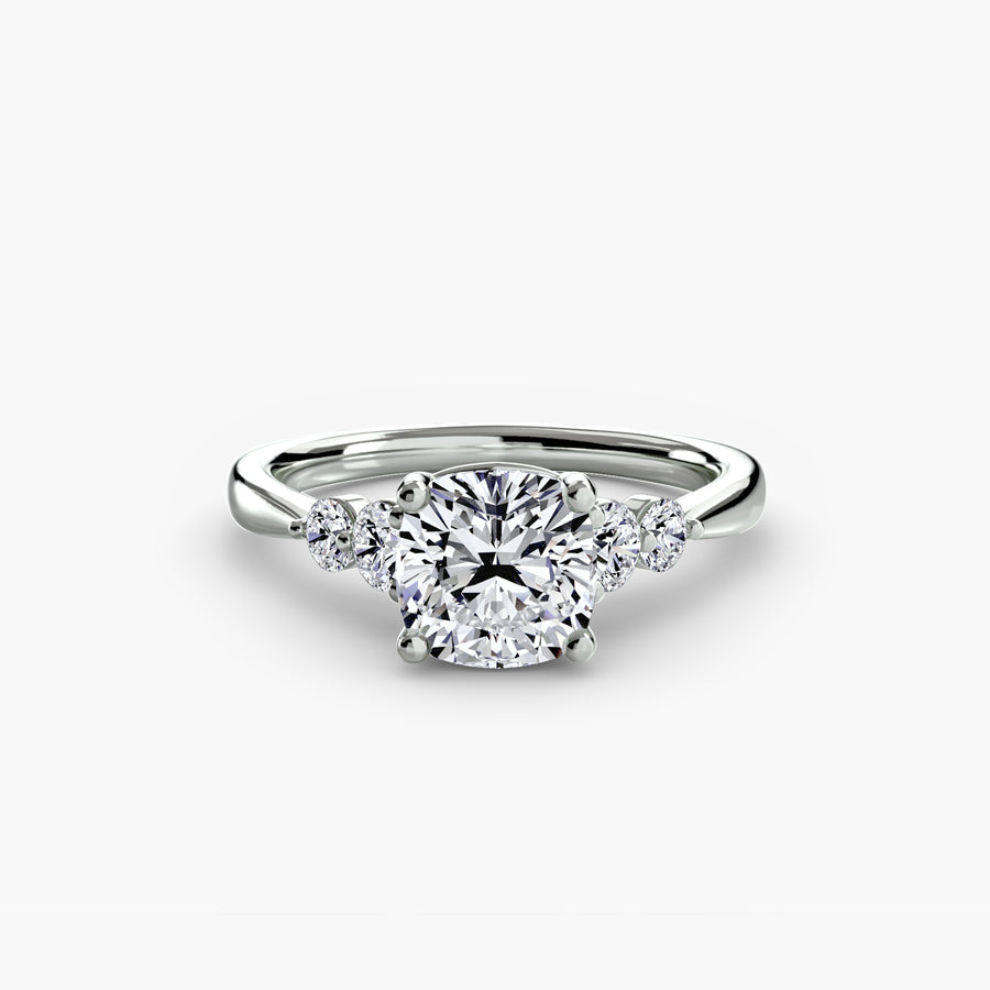 14K White Gold / Cushion Solitaire with Shoulder Accents 2