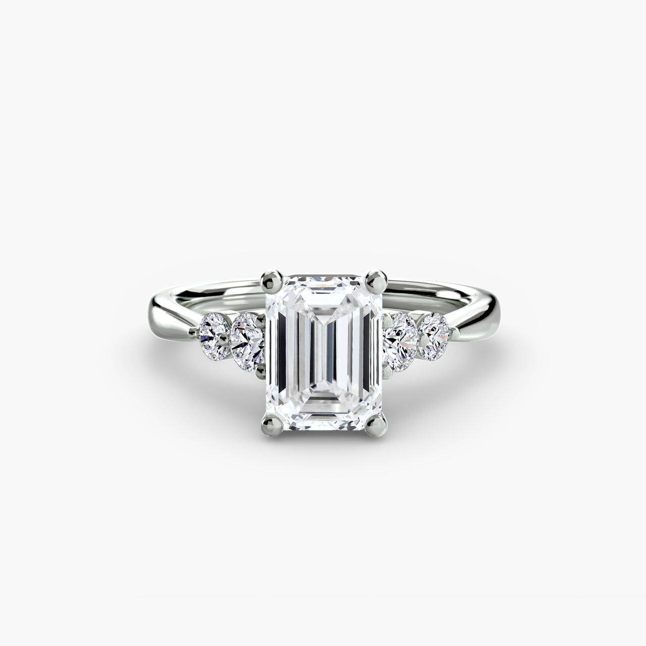 14K White Gold / Emerald Solitaire with Shoulder Accents 2
