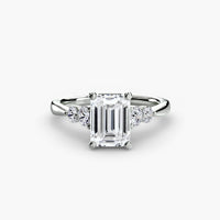 Thumbnail for 14K White Gold / Emerald Solitaire with Shoulder Accents 2