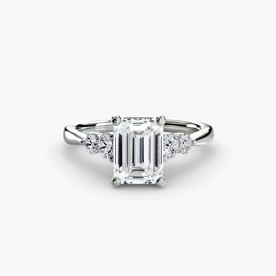 14K White Gold / Emerald Solitaire with Shoulder Accents 2