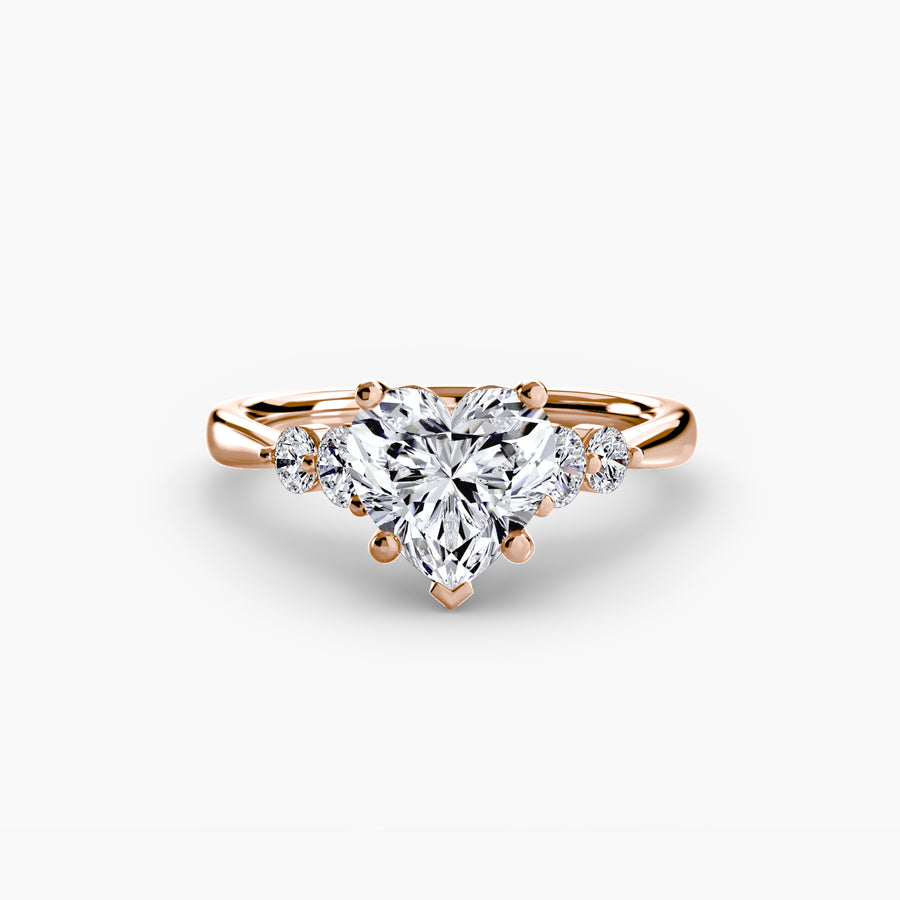 14K Rose Gold / Heart Solitaire with Shoulder Accents 2
