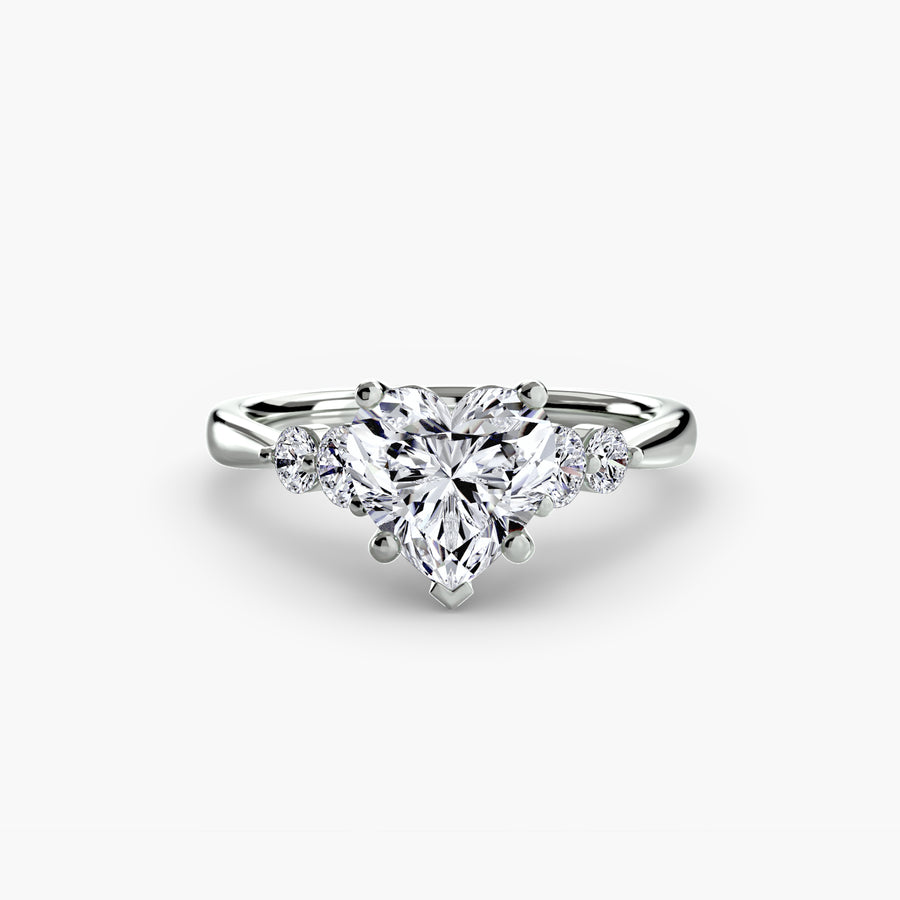 14K White Gold / Heart Solitaire with Shoulder Accents 2