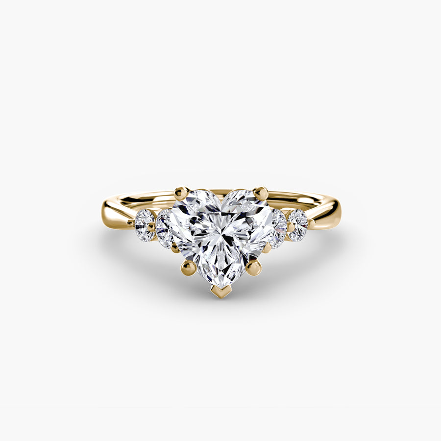 14K Yellow Gold / Heart Solitaire with Shoulder Accents 2