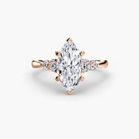 Thumbnail for 14K Rose Gold / Marquise Solitaire with Shoulder Accents 2